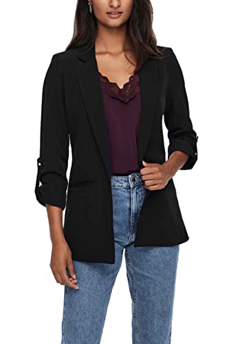 ONLY Damen Blazer ONLKayle Orleen Sakko mit Dreiviertel-Ärmeln 15218743 Black 36 von ONLY