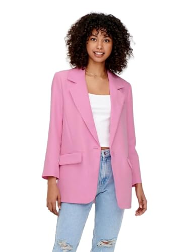 ONLY Damen Oversized Langarm Blazer | Eleganter Basic Cardigan | Business Jacke Mantel ONLLANA-Berry, Farben:Rosa, Größe:38 von ONLY