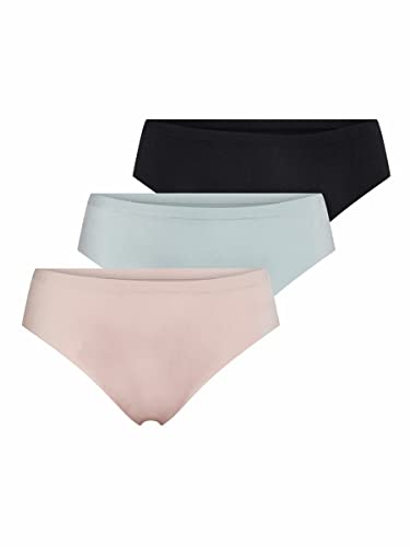 ONLY Damen Slip, ONLTRACY Bonded Brief (3er Pack), Sepia Rose/Pearl Blue/Black, Gr. S von ONLY