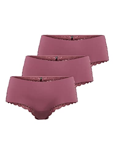 ONLY Damen Onlchloe Lace S.skin Briefs Pack of 3 Noos Panties, Dry Rose, XS EU von ONLY