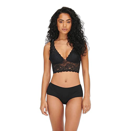 ONLY Damen Spitzen Slips | 3-er Stück Pack Low Hipster Unterhosen | Nahtlose Unterwäsche Panty ONLCHLOE, Farben:Schwarz, Größe:M von ONLY