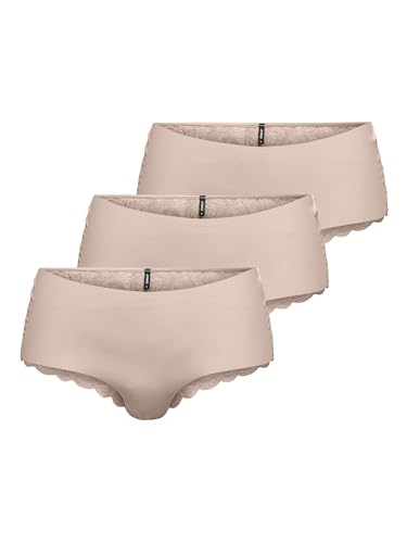 ONLY Damen Onlchloe Lace S.skin Briefs Pack of 3 Noos Panties, Sepia Rose, XS EU von ONLY