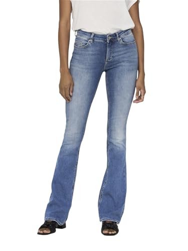 ONLY Damen Onlblush Life Mid Flared Dnm Tai467 Noos Jeans, Light Blue Denim, L / 30L EU von ONLY