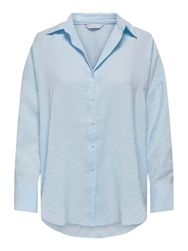ONLY Damen Onlzazima L/S Loose Shirt WVN Oversize-Hemd Mit Knopfverschluss Und Längerem Rückenausschnitt, Chambray Blue, Small von ONLY