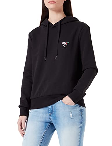 ONLY Damen Onlnoomi L/S Logo Hood Noos Kapuzenpullover, Schwarz, M EU von ONLY