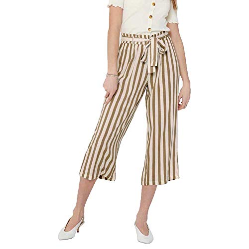 ONLY Damen ONLASTRID Life Culotte Pants WVN NO 15191620, Cloud Dancer/BEIGE Stripes, 34 von ONLY