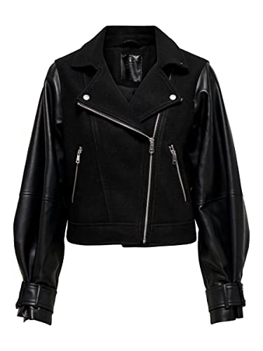 ONLY Damen Onlemma Nu Mix Biker Otw Denim Jacket, Schwarz, S EU von ONLY