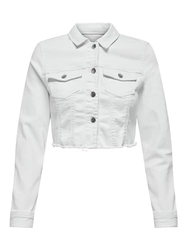 ONLY Women's ONLWONDER LS Cropped DNM Jacket GUA NOOS Jeansjacke, White, XL von ONLY
