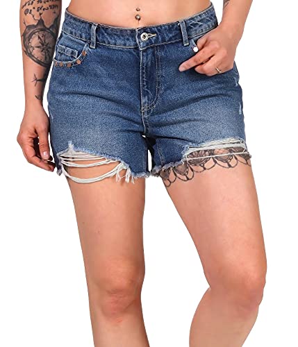 Only Damen ONLSKY Life REG Stud DNM PIM Jeans-Shorts, Medium Blue Denim, S von ONLY