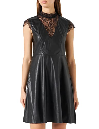 ONLY Damen Onlmisty Faux Leather Lace Dress Otw A Linie, Schwarz, XS EU von ONLY