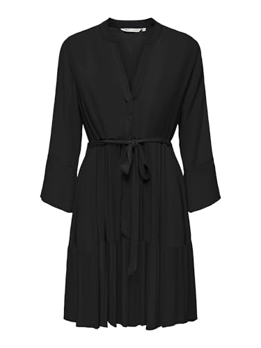 ONLY Damen Onlclemmentine Life Dress WVN Noos Zartes Kleid Mit V-Ausschnitt Und 3/4 Ärmeln, Black, Medium von ONLY