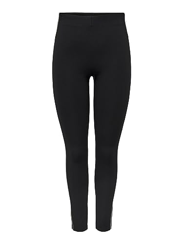 ONLY Women's ONLAURA HW LEGGGING PNT Leggings, Black/Detail:Silver Bling Panel, XL / 32L von ONLY