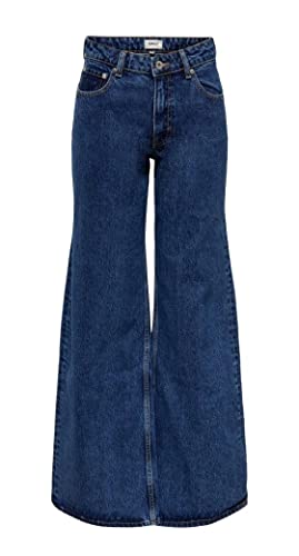 ONLY Women's ONLCHRIS REG Low Wide DNM NAS411 NOOS Jeans, Medium Blue Denim, 27/30 von ONLY