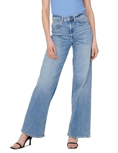 ONLY Damen Wide Fit Jeans High Waist Straight Leg Denim Stretch Hose Bleached Design ONLMADISON von ONLY