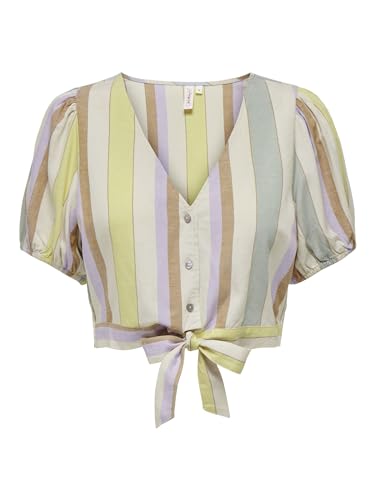 ONLY Damen Onltine Knot Button Top WVN Shirtbluse, Whitecap Gray/Stripes:vlear Sky + Pruple Rose + Sundress, L EU von ONLY