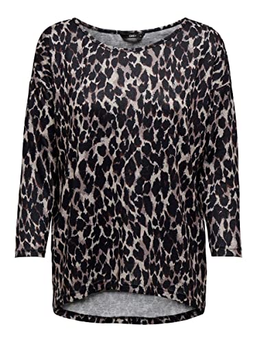 ONLY Damen Print 3/4 Arm Shirt Lockerer Rundhals Pullover Dünnes Muster Oberteil ONLELCOS, Farben:Beige, Größe:XS von ONLY