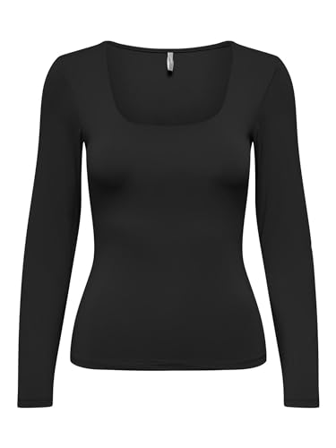 ONLY Damen Onlea L/S 2-way Deep Neck Top Jrs Noos, Schwarz, L von ONLY