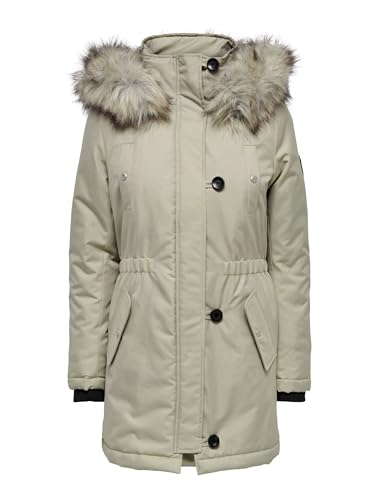 ONLY Damen Winterjacke ONLIris Damenjacke mit Fell-Kapuze 15213755 crockery S von ONLY