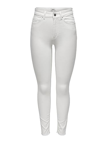 ONLY Women's ONLBLUSH HW SK ANK RAW DNM DOT008 Jeanshose, White, XS / 32L von ONLY