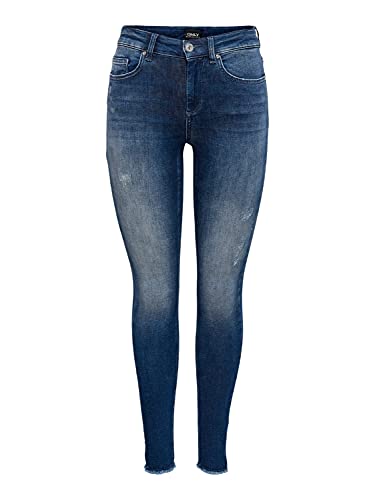 ONLY Damen ONLBLUSH Life MID SK ANK RAW REA811 15234798, Dark Blue Denim, XS/30 von ONLY