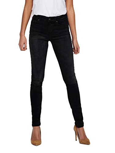 Damen ONLY Skinny Fit Jeans | Mid Waist Stretch Denim Hose | ONLBLUSH Life Röhrenjeans, Farben:Schwarz, Größe:XL / 34L von ONLY