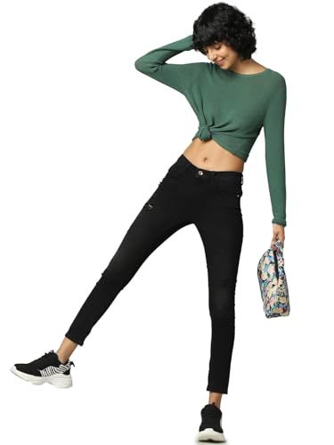 ONLY Women's ONLDAISY REG Push UP SK ANK Dest PIM Box Jeans, Washed Black, 25W / 34L von ONLY