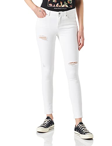 ONLY Women's ONLWAUW MID Skinny Dest DNM BJ691 Jeans, White, MW / 30L von ONLY