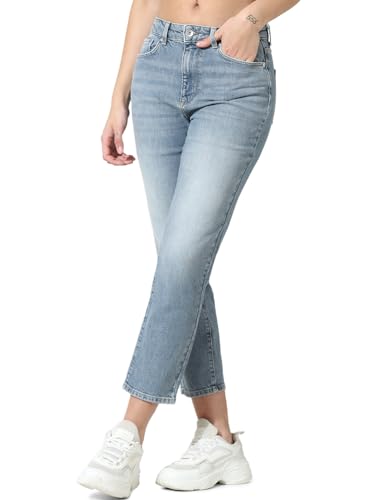 ONLY Female Straight-Fit Jeans Gerade geschnitten Hohe Taille Jeans von ONLY