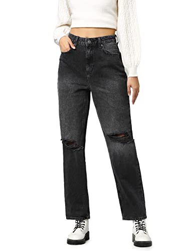 ONLY Damen Onlrobyn Ex Hw Str L Ak des Cro086 Noos Jeans, Washed Black, 28W / 30L EU von ONLY