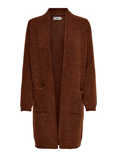 ONLY Female Strickjacke - Damen Cardigan lang Taschen, Farbe:Braun, Größe:S von ONLY