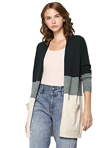 ONLY Damen Lange Strickjacke mit Taschen | Knitted Stretch Casual Cardigan | Open Langarm Basic ONLQUEEN, Farben:Grün, Größe:40 von ONLY