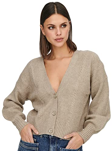 Only Damen Onlkatia L/S Structure Cardigan Nca Knt Strickjacke, Beige, L von ONLY