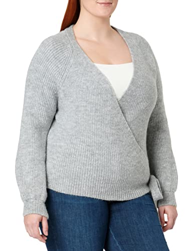 ONLY Damen Onlmia L/S Wrap Cardigan Knt Noos Strickjacke, Light Grey Melange, M EU von ONLY