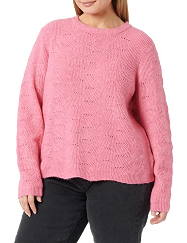 ONLY Damen Struktur Strickpullover Rund Hals Sweater Lockerer Pullover Langarm Oberteil ONLLOLLI, Farben:Pink, Größe:S von ONLY