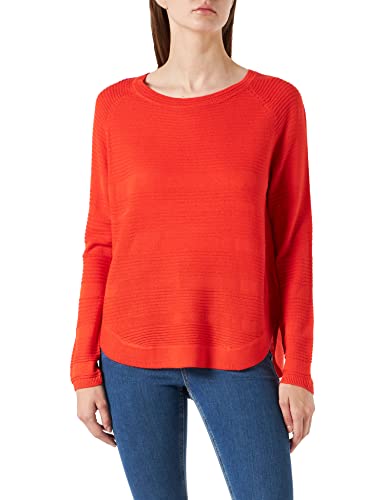ONLY Damen Dünner Strick Pullover | Langarm Rundhals Knitted Sweater | Basic Stretch Jumper ONLCAVIAR, Farben:Rot, Größe:L von ONLY