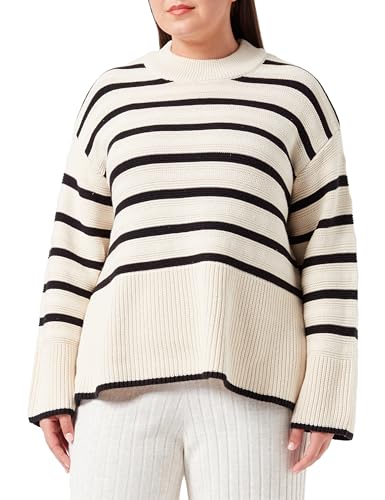 ONLY Damen Onlsia Ls Loose Oneck Knt, Birch/Stripes:black, XS von ONLY