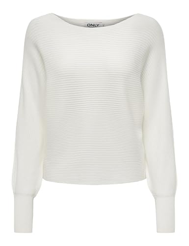 ONLY Damen Onladaline L/S Short Pullo KNT Noos Strickpullover Mit U-Boot-Ausschnitt 15226298,Snow White,L von ONLY