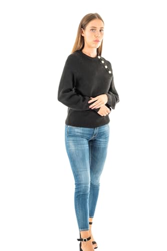 ONLY Damen Strickpullover ONLEmma Button gestrickter Pullover mit Zierknopfleiste 15302253 Black S von ONLY