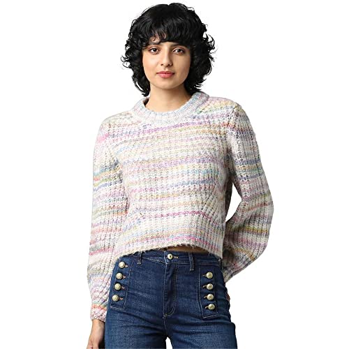 ONLY Damen ONLCARMA L/S KNT NOOS Pullover, Pumice Stone/Detail:W. Multi Spacedye, M von ONLY