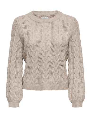 ONLY Female Strickpullover ONLRUBINA Ls Cable O-Neck KNT Noos 15317515 ,Mocha Meringue ,S von ONLY