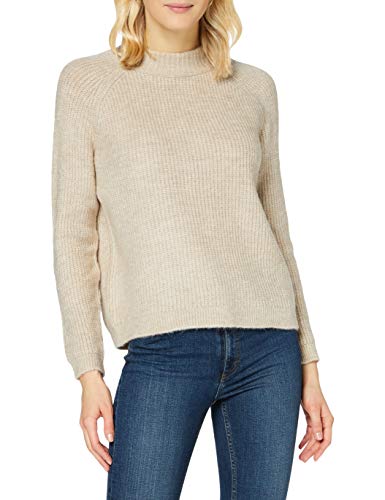 ONLY Damen Langer Strickpullover Rund Hals Struktur Sweater Lockerer Pullover Langarm Oberteil ONLJADE, Farben:Beige, Größe:XL von ONLY