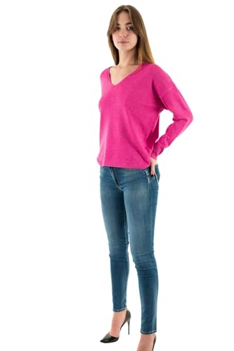 ONLY Damen Strickpullover V-Ausschnitt Sweater Onlrica Life L/S V-Neck Pullo KNT Noos 15224360,Raspberry Rose/Detail:Melange,XS von ONLY
