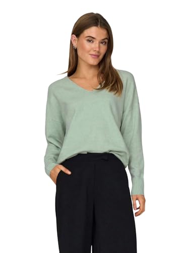 ONLY Damen Onlrica Life L/S V-Neck KNT Noos Pullover, Subtle Green/Detail:Melange,L von ONLY