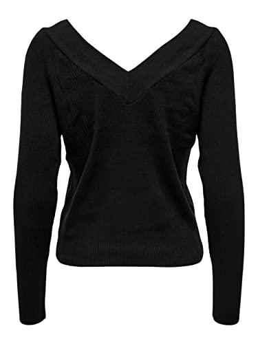 ONLY Damen Onlnew Tessa L/S V-neck Knt Pullover Sweater, Schwarz, L EU von ONLY