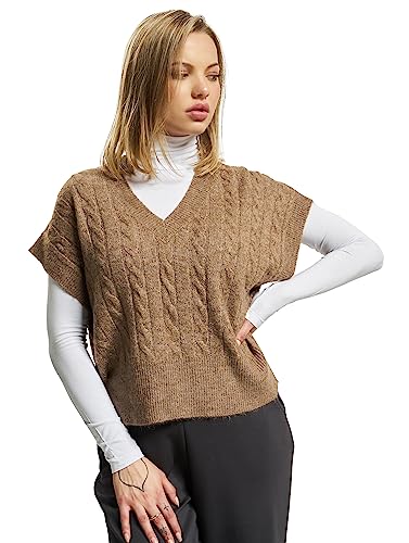 ONLY Strick Pullunder V-Neck Loose Fit Pullover Ärmellos Zopfmuster RIPP Oberteil Basic Classic ONLMELODY von ONLY