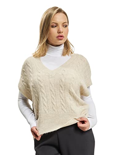 ONLY Strick Pullunder V-Neck Loose Fit Pullover Ärmellos Zopfmuster RIPP Oberteil Basic Classic ONLMELODY von ONLY