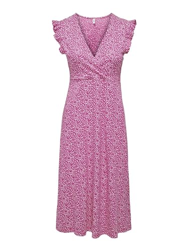 ONLY Damen ONLMAY Life S/L WRAP MIDI Dress JRS Midikleid, Raspberry Rose/AOP:Mia Ditsy, Small von ONLY