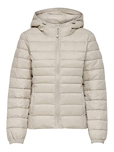 ONLY Female kurze Steppjacke leicht mit Kapuze, Farbe:Beige, Größe:L von ONLY