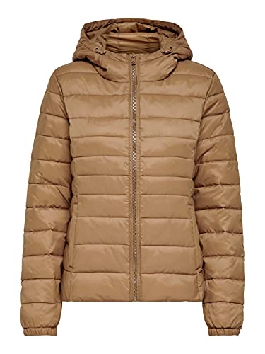 ONLY Female kurze Steppjacke leicht mit Kapuze, Farbe:Hellbraun, Größe:XS von ONLY