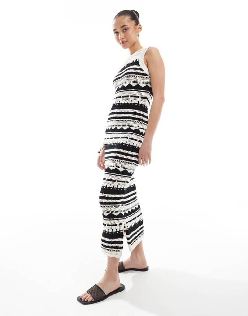ONLY - Gehäkeltes Midaxi-Kleid mit schwarzem Muster-Neutral von ONLY